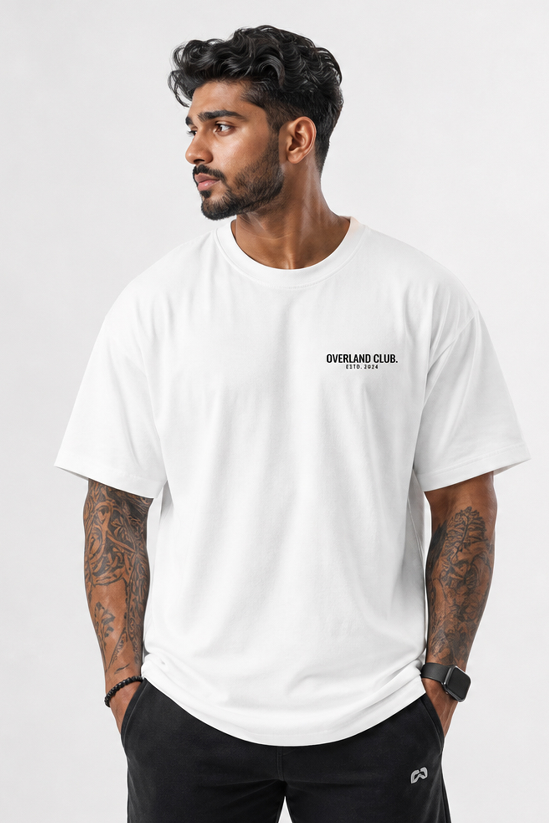 Overland Club “Bodybuilder” Oversized Tee – White - Image 4